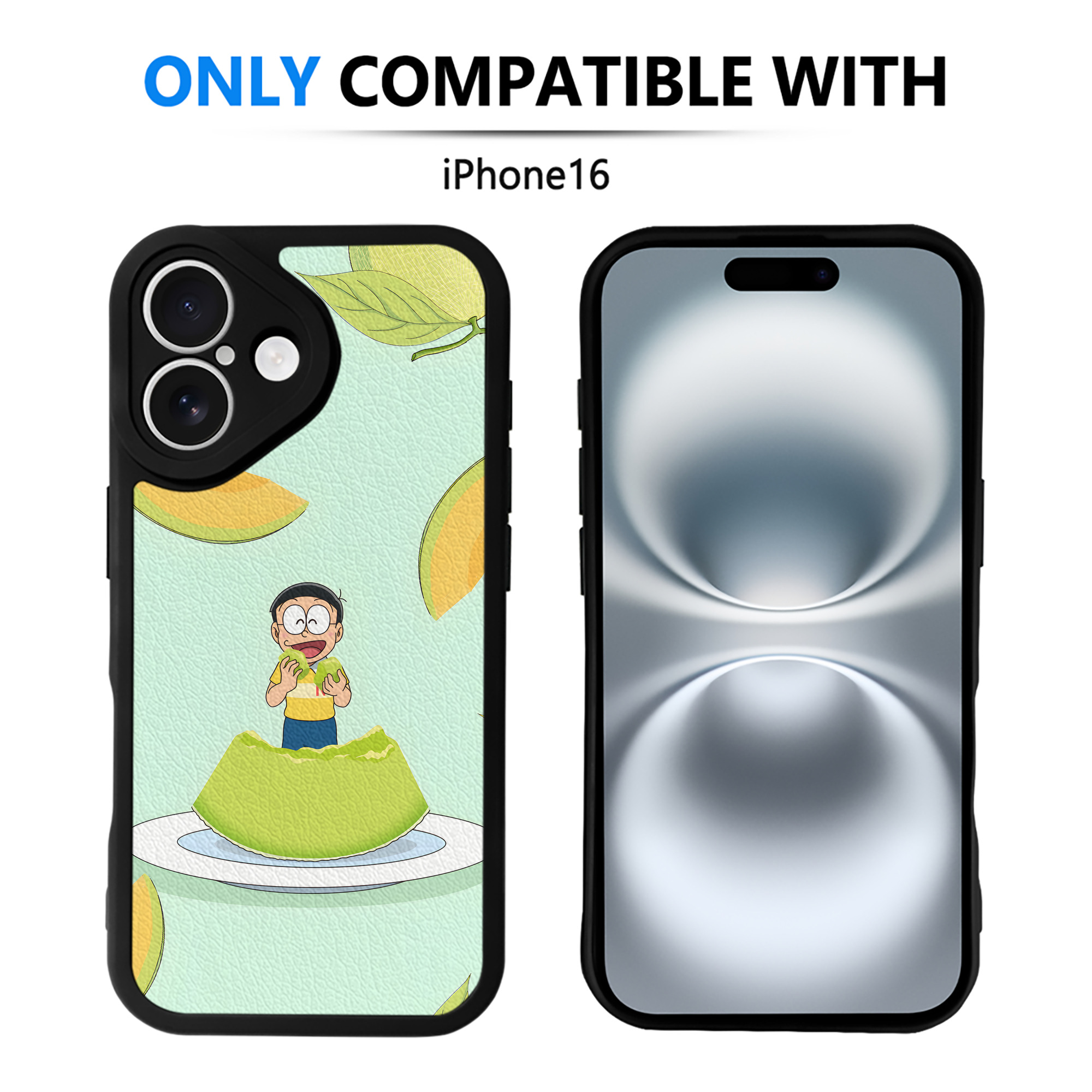 （画像用） ドラえもん Doraemon 【iPhone 16シリーズ対応】シリコンスマホケース（レザー調） 材質：シリコン